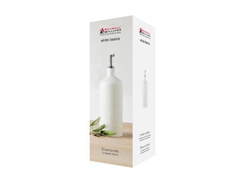Maxwell & Williams White Basics Diamond Oil Bottle S/s Pourer 500ml Oil Jars & Drizzlers The Cooks Kitchen 