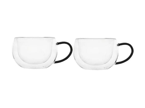 Maxwell & Williams Blend Noir Double Wall Glass Mug Set Of 2 Gift Boxed Coffee Cups The Cooks Kitchen 