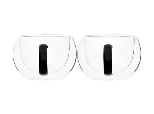 Maxwell & Williams Blend Noir Double Wall Glass Mug Set Of 2 Gift Boxed Coffee Cups The Cooks Kitchen 