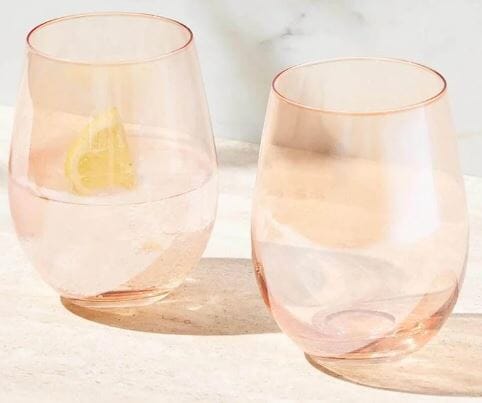 Maxwell & Williams Glamour - Stemless Wine Glasses 540ml Set Of 2 - Coral Wine The Cooks Kitchen 
