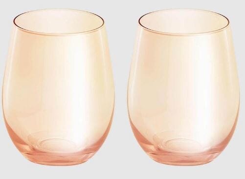 Maxwell & Williams Glamour - Stemless Wine Glasses 540ml Set Of 2 - Coral Wine The Cooks Kitchen 