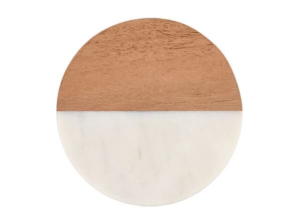 Maxwell & Williams Coaster Collective Round Marble & Acacia 10cm Coaster White Coasters The Cooks Kitchen 