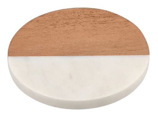 Maxwell & Williams Coaster Collective Round Marble & Acacia 10cm Coaster White