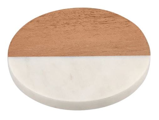 Maxwell & Williams Coaster Collective Round Marble & Acacia 10cm Coaster White Coasters The Cooks Kitchen 