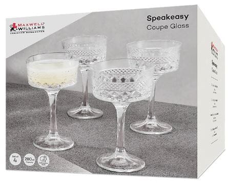 Maxwell & Williams Speakeasy Champagne Coupe Glass - 280ml Set Of 4 Glassware The Cooks Kitchen 