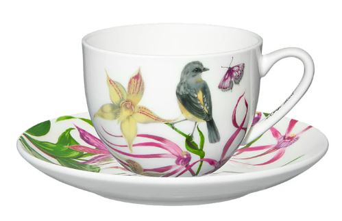 Maxwell & Williams Eloise Short Lyric Cup & Saucer 240ml - Yellow Robin