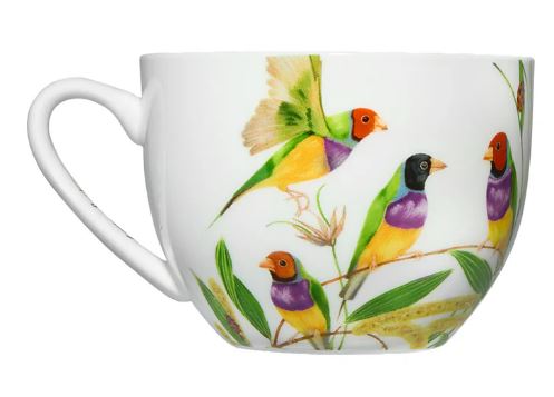 Maxwell & Williams Eloise Short Lyric Cup & Saucer - Gouldian Finch
