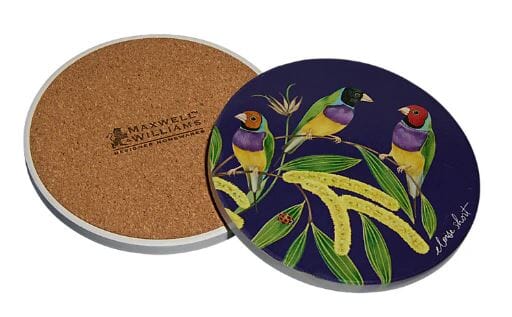 Maxwell & Williams Eloise Short Lyric Ceramic Round Coaster Gouldian (yellow Robin) Placemats & Coasters The Cooks Kitchen 