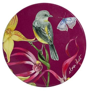 Maxwell & Williams Eloise Short Lyric Ceramic Round Coaster Yellow Robin (spinebill Honeyeater) Placemats & Coasters The Cooks Kitchen 