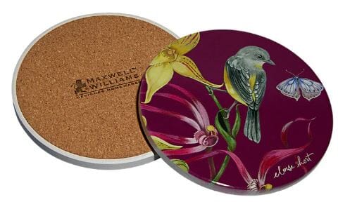 Maxwell & Williams Eloise Short Lyric Ceramic Round Coaster Yellow Robin (spinebill Honeyeater) Placemats & Coasters The Cooks Kitchen 