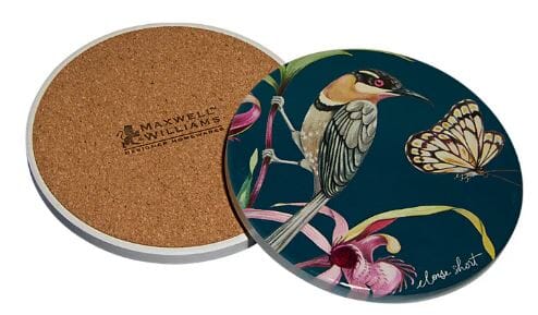 Maxwell & Williams Eloise Short Lyric Ceramic Round Coaster Spinebill Honeyeater (gouldian Finch) Placemats & Coasters The Cooks Kitchen 