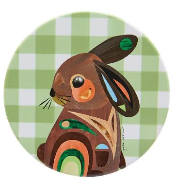Maxwell & Williams Pete Cromer Barn Friends Ceramic Round 10cm Coaster Bunny Green