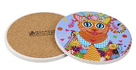 Donna Sharam Kaleidoscope Ceramic Round Coaster 10cm - Ginger Placemats & Coasters The Cooks Kitchen 