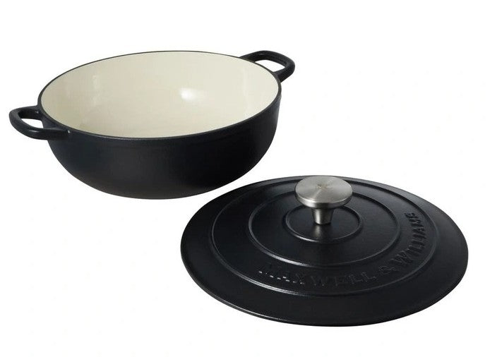 Maxwell & Williams Cast Iron Round Casserole 26cm/4l - Black