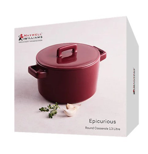 Maxwell & Williams Epicurious Round Casserole 17x8cm 1.3l - Bordeaux