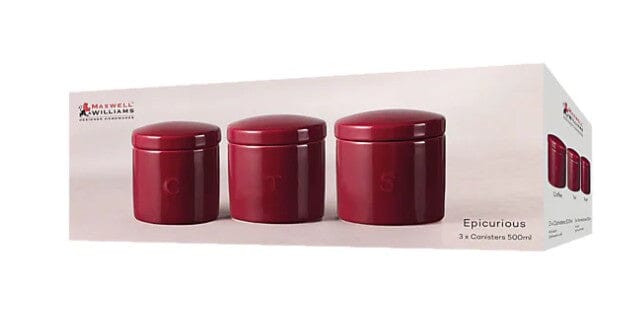 Maxwell & Williams Epicurious Canister Set - 500ml Set Of 3 - Bordeaux Matching Storage Sets The Cooks Kitchen 