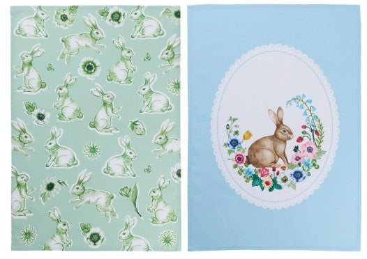 Maxwell & Williams Clover & Cottontail Teatowel 50x70cm Set Of 2