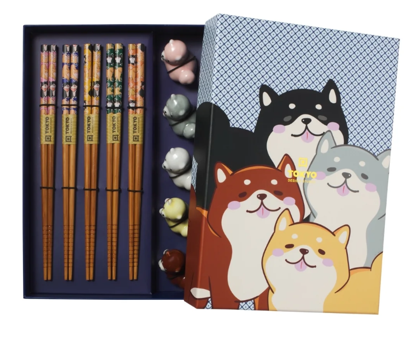 Tokyo Design Studio Shiba Dog Chopsticks 10pc With Rest Gift Boxed