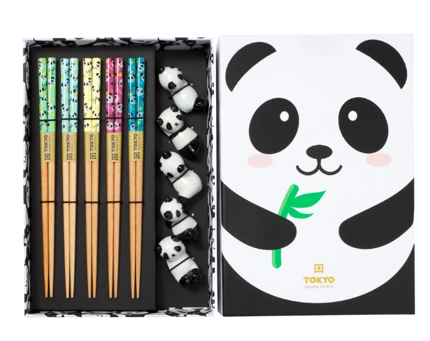 Tokyo Design Studio Panda Chopstick And Rest 10pc