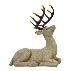Resin Sitting Deer - Champagne Approx 40cm Home Decor The Cooks Kitchen 