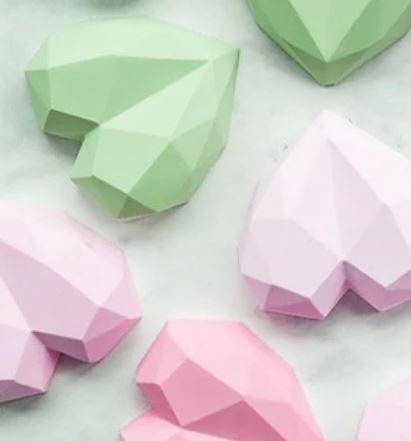 Cake Craft - Silicone Mold - 8 Mini 3d Geo Hearts