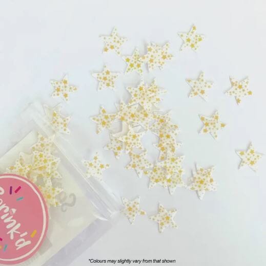 Cake Craft - Wafer Sprinkles - Gold Stars Edible Decorations The Cooks Kitchen 