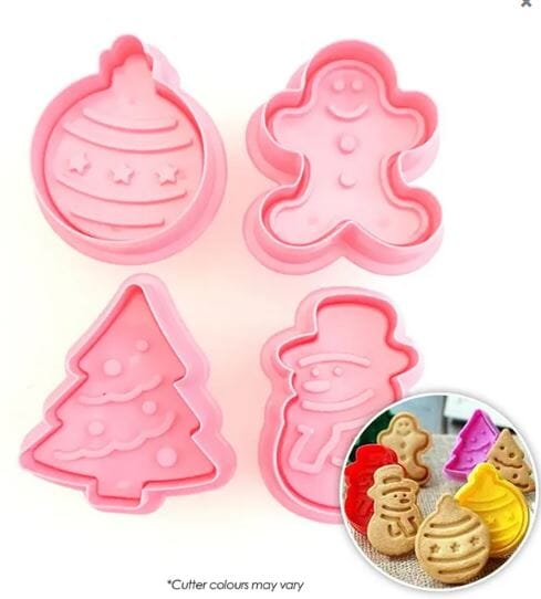 Cake Craft - Plunger Cutters - Christmas - Set Of 4 Cookie Cutters The Cooks Kitchen 