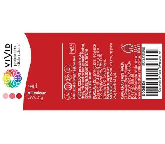 Vivid Oil Colour 21g - Red Food Colouring The Cooks Kitchen 