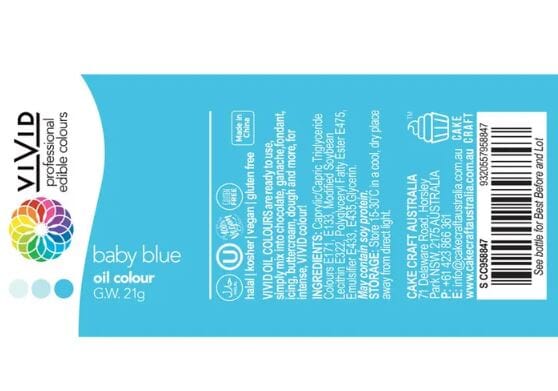 Vivid Oil Colour 21g - Baby Blue Food Colouring The Cooks Kitchen 