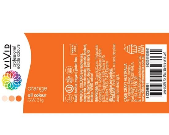 Vivid Oil Colour 21g - Orange Food Colouring The Cooks Kitchen 