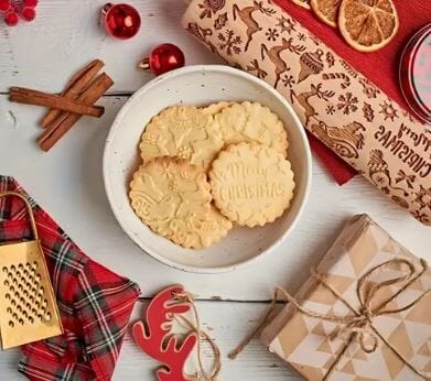 Cake Craft - Santa & Sleigh Wooden Rolling Pin Decorating Accessories The Cooks Kitchen 