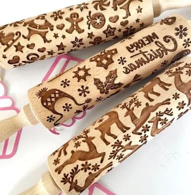 Cake Craft - Santa & Sleigh Wooden Rolling Pin Decorating Accessories The Cooks Kitchen 