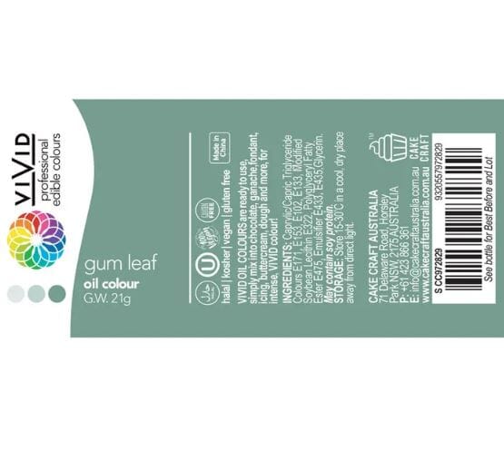 Vivid Oil Colour 21g - Gum Leaf Food Colouring The Cooks Kitchen 