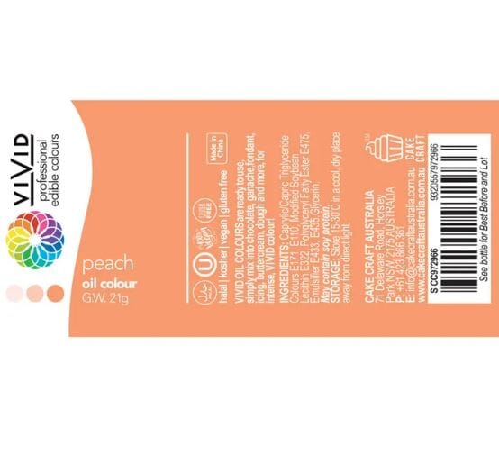 Vivid Oil Colour 21g - Peach Food Colouring The Cooks Kitchen 