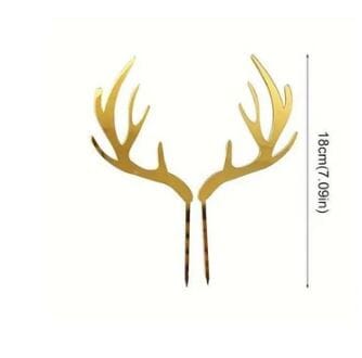 Cake Craft - Gold Acrylic Reindeer Antlers 2pc Acrylic Cake Toppers The Cooks Kitchen 