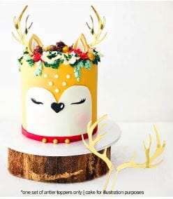 Cake Craft - Gold Acrylic Reindeer Antlers 2pc Acrylic Cake Toppers The Cooks Kitchen 