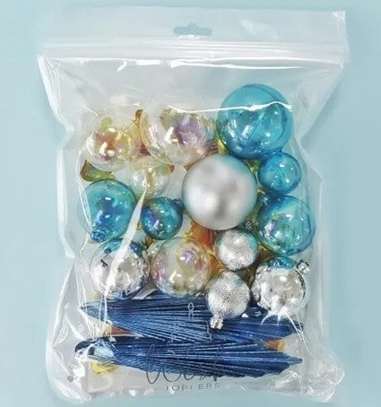 Cake Craft 27pc Set -clear, Blue & Silver - Deco Balls.fans & Butterflies