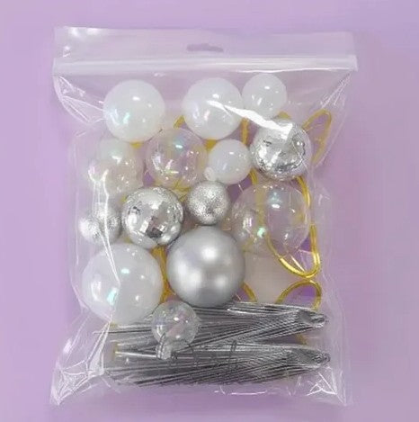 Cake Craft 27pc Set - Clear, White & Silver - Deco Balls, Fans & Butterflies
