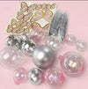 Cake Craft 27pc Set - Clear, Pink & Silver - Deco Balls, Fans & Butterflies