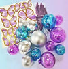 Cake Craft 27pc Set - Blue, Purple & Silver - Deco Balls,fans & Butterflies