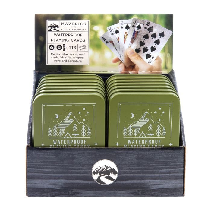 Maverick Waterproof Playing Cards In A Tin Silver 7.1x10x2cm Novelty Gifts The Cooks Kitchen 