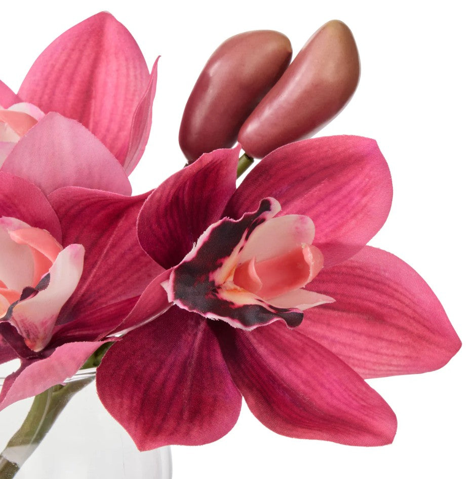 Rogue Cymbidium-glass Vase Burgundy
