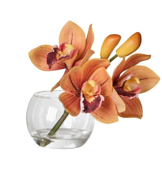 Rogue Cymbidium-glass Vase Orange