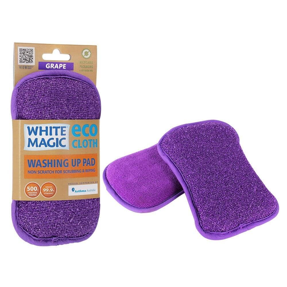 White Magic Microfibre Washing Up Pad - Grape Cleaning Cloths The Cooks Kitchen 