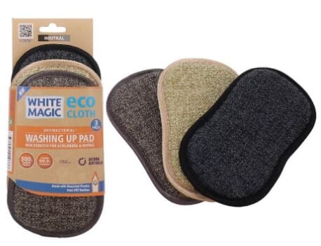 Washing Up Pad 3 Pack - Neutral Cleaning Cloths The Cooks Kitchen 