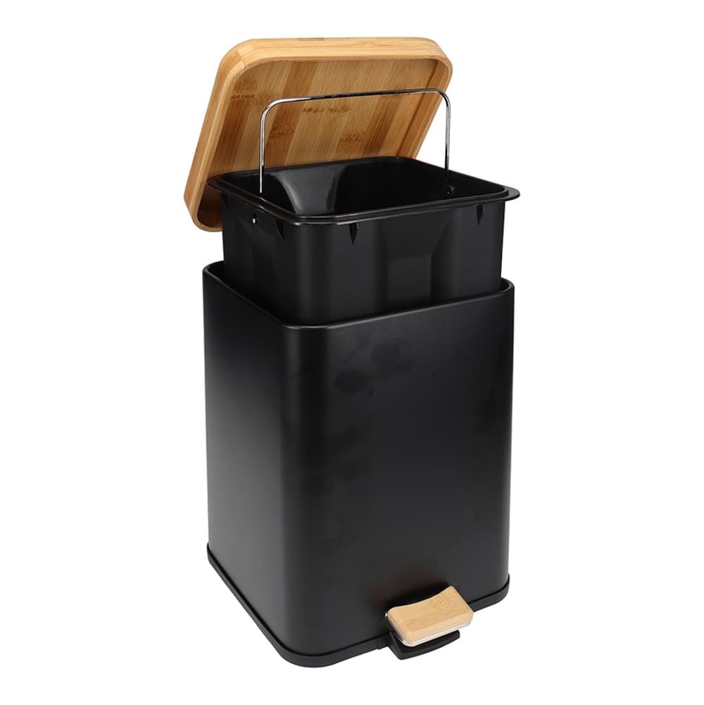 Eco Basics Rubbish Bin Square 6l - Black Rubbish Bins The Cooks Kitchen 