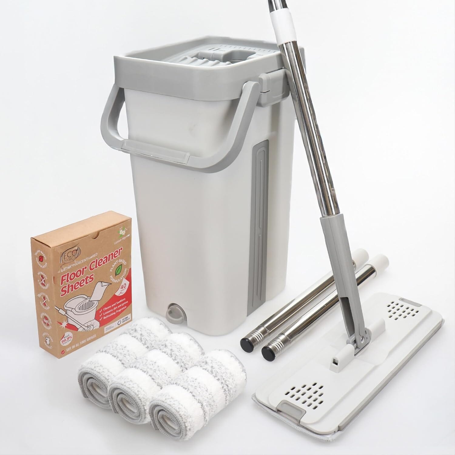White Magic Flat Mop & Bucket Set Cleaning Equipment The Cooks Kitchen 