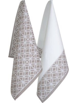 Ogilvies Euro Collection Cotton Tea Towel -geometric Grey Set Of 2 Tea Towels The Cooks Kitchen 