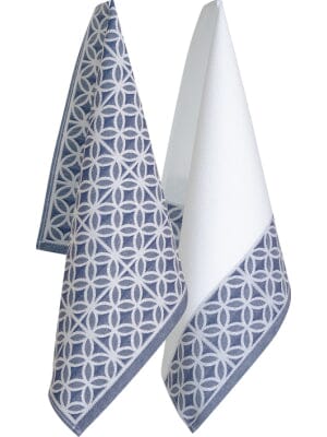 Oglvies Euro Collection Cotton Tea Towels - Geometric Blue Set Of 2 Tea Towels The Cooks Kitchen 