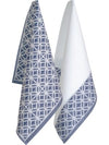 Oglvies Euro Collection Cotton Tea Towels - Geometric Blue Set Of 2